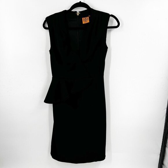 ✅ Tory Burch LBD Brooklyn Dress Sz 0 Wool Blend Lined BLACK - Picture 2 of 7